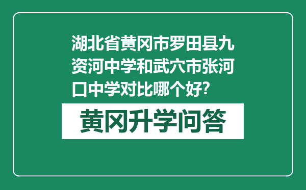 湖北省黄冈市罗田县九资河中学和武穴市张河口中学对比哪个好？