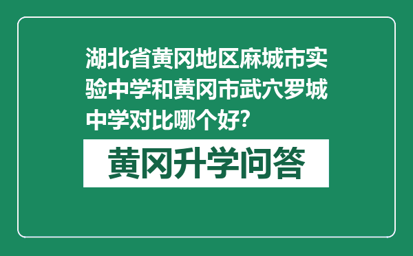 湖北省黄冈地区麻城市实验中学和黄冈市武穴罗城中学对比哪个好？