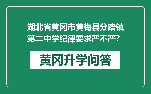 湖北省黄冈市黄梅县分路镇第二中学纪律要求严不严？