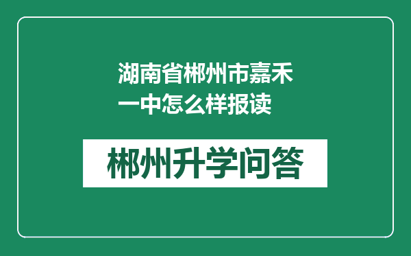 湖南省郴州市嘉禾一中怎么样报读