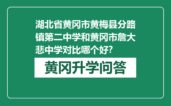 湖北省黄冈市黄梅县分路镇第二中学和黄冈市詹大悲中学对比哪个好？