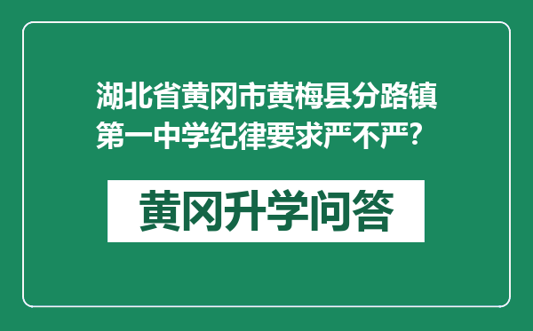 湖北省黄冈市黄梅县分路镇第一中学纪律要求严不严？