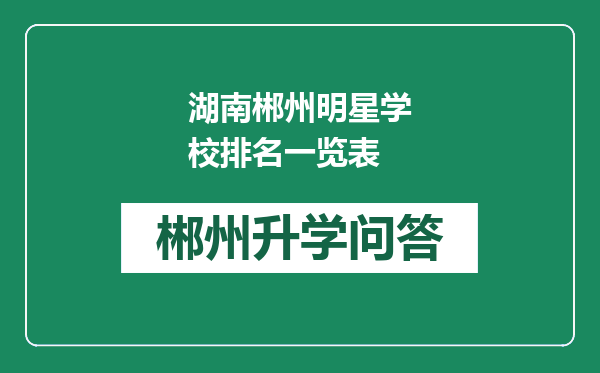 湖南郴州明星学校排名一览表