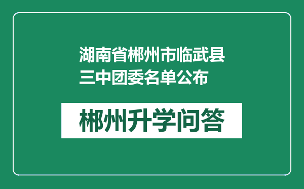 湖南省郴州市临武县三中团委名单公布