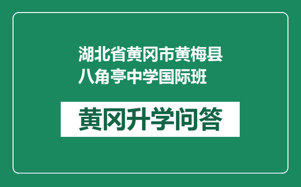 湖北省黄冈市黄梅县八角亭中学国际班