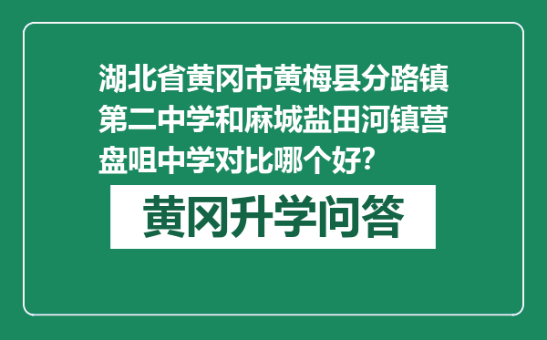 湖北省黄冈市黄梅县分路镇第二中学和麻城盐田河镇营盘咀中学对比哪个好？