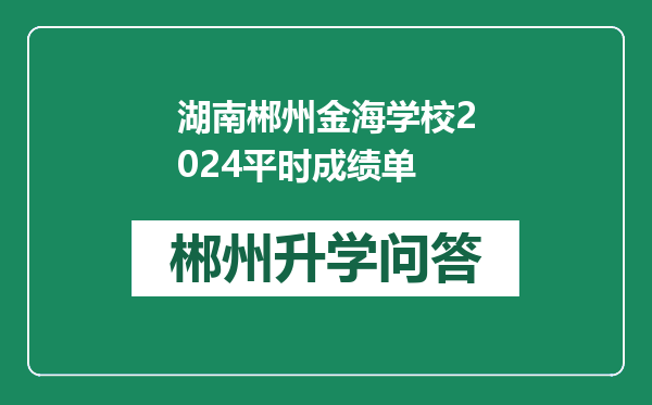 湖南郴州金海学校2024平时成绩单