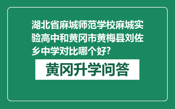 湖北省麻城师范学校麻城实验高中和黄冈市黄梅县刘佐乡中学对比哪个好？