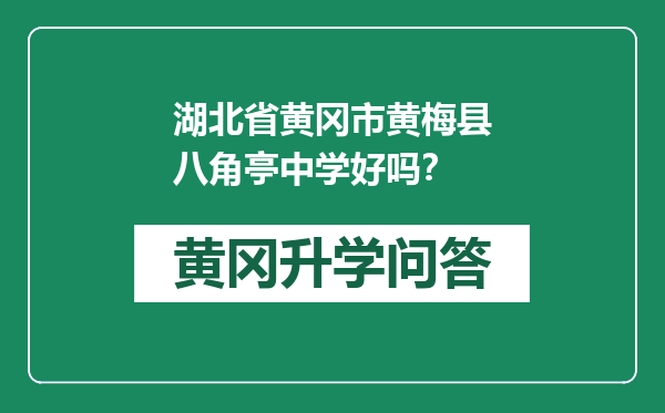 湖北省黄冈市黄梅县八角亭中学好吗？