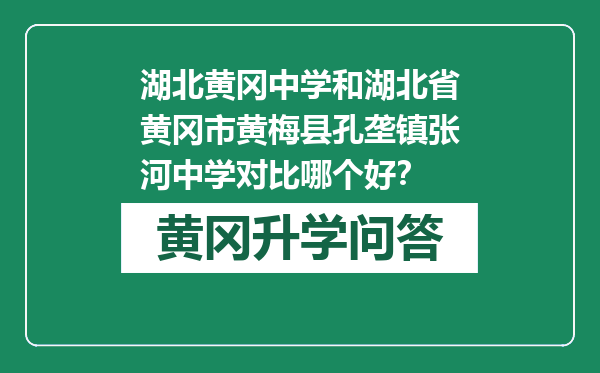 湖北黄冈中学和湖北省黄冈市黄梅县孔垄镇张河中学对比哪个好？