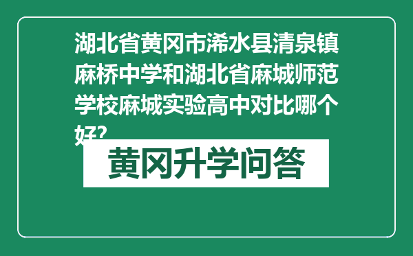 湖北省黄冈市浠水县清泉镇麻桥中学和湖北省麻城师范学校麻城实验高中对比哪个好？