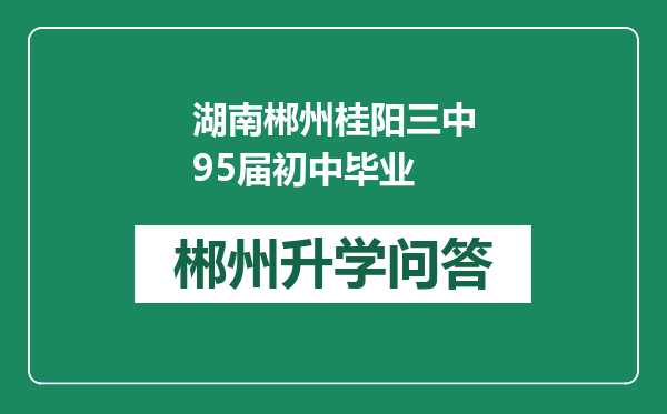 湖南郴州桂阳三中95届初中毕业