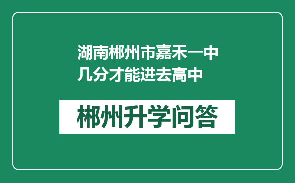 湖南郴州市嘉禾一中几分才能进去高中