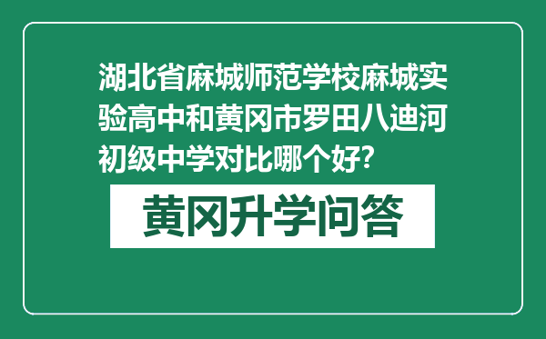 湖北省麻城师范学校麻城实验高中和黄冈市罗田八迪河初级中学对比哪个好？