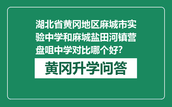 湖北省黄冈地区麻城市实验中学和麻城盐田河镇营盘咀中学对比哪个好？