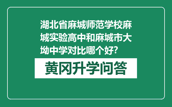 湖北省麻城师范学校麻城实验高中和麻城市大坳中学对比哪个好？