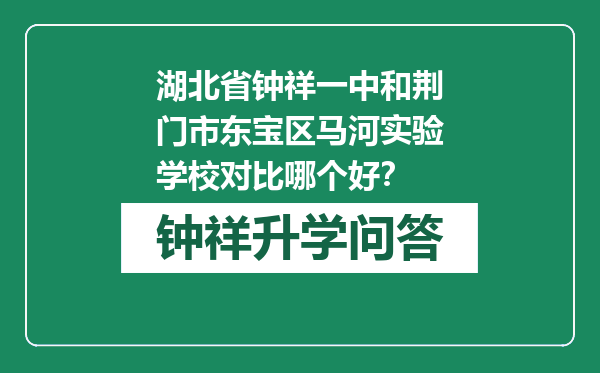 湖北省钟祥一中和荆门市东宝区马河实验学校对比哪个好？