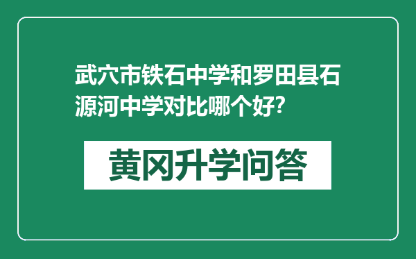 武穴市铁石中学和罗田县石源河中学对比哪个好？