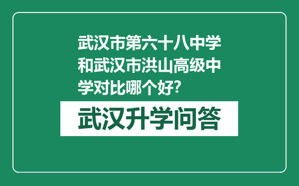 武汉市第六十八中学和武汉市洪山高级中学对比哪个好？