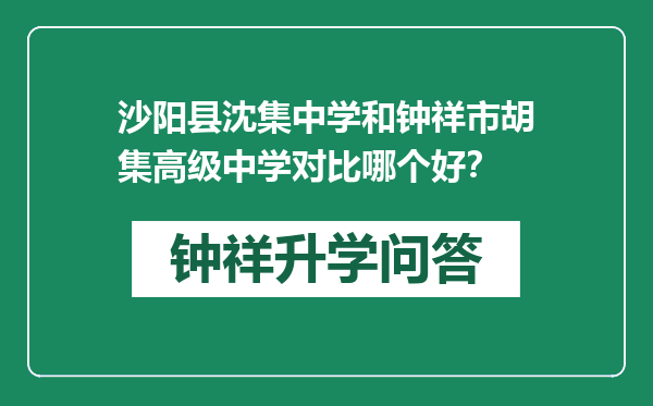 沙阳县沈集中学和钟祥市胡集高级中学对比哪个好？