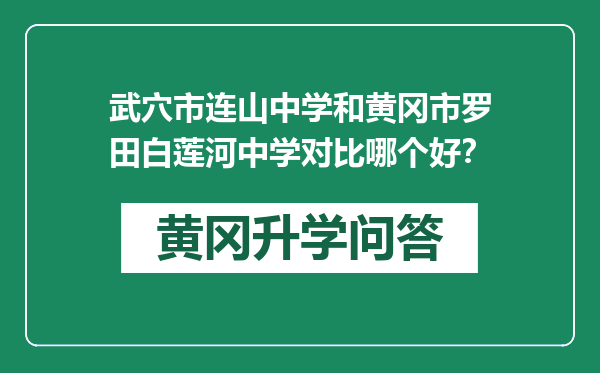 武穴市连山中学和黄冈市罗田白莲河中学对比哪个好？