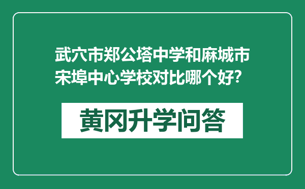 武穴市郑公塔中学和麻城市宋埠中心学校对比哪个好？