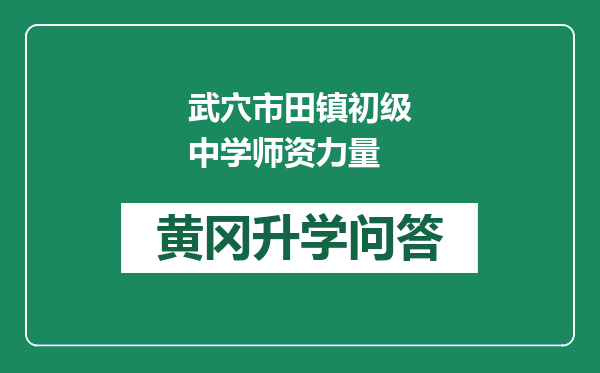 武穴市田镇初级中学师资力量