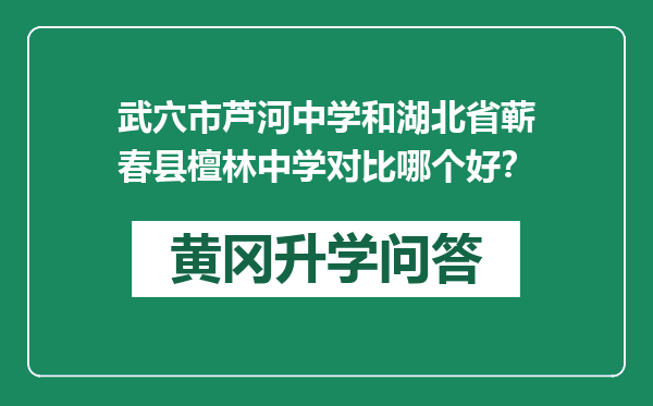 武穴市芦河中学和湖北省蕲春县檀林中学对比哪个好？