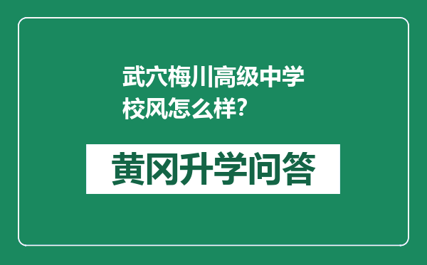 武穴梅川高级中学校风怎么样？