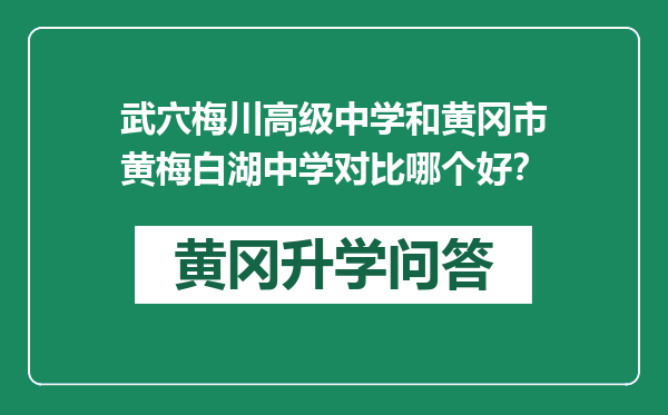 武穴梅川高级中学和黄冈市黄梅白湖中学对比哪个好？