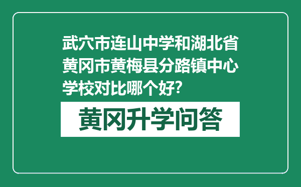 武穴市连山中学和湖北省黄冈市黄梅县分路镇中心学校对比哪个好？