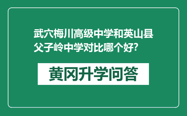 武穴梅川高级中学和英山县父子岭中学对比哪个好？