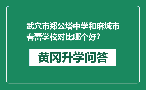 武穴市郑公塔中学和麻城市春蕾学校对比哪个好？