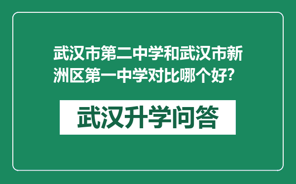 武汉市第二中学和武汉市新洲区第一中学对比哪个好？