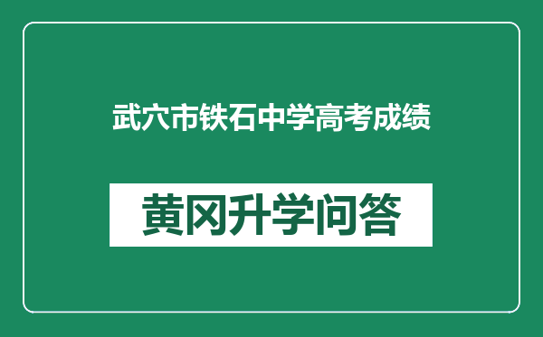 武穴市铁石中学高考成绩