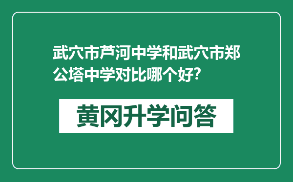 武穴市芦河中学和武穴市郑公塔中学对比哪个好？