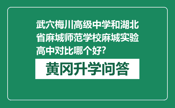 武穴梅川高级中学和湖北省麻城师范学校麻城实验高中对比哪个好？