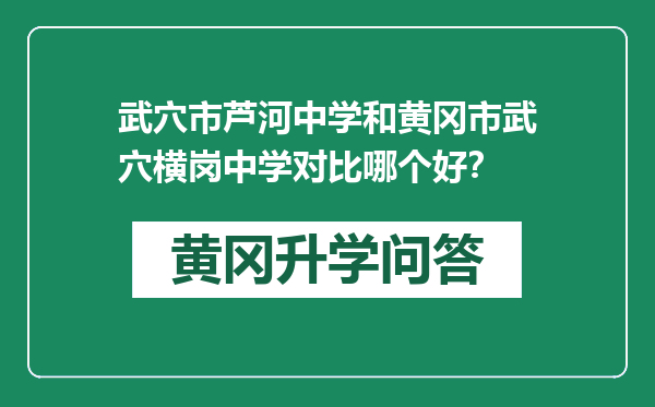 武穴市芦河中学和黄冈市武穴横岗中学对比哪个好？