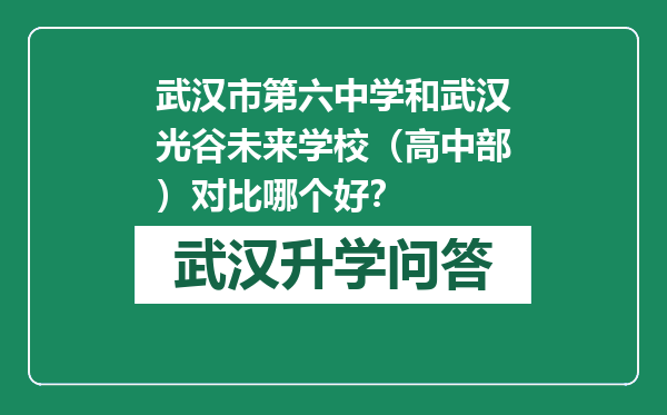 武汉市第六中学和武汉光谷未来学校（高中部）对比哪个好？