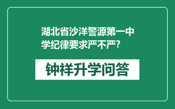 湖北省沙洋警源第一中学纪律要求严不严？