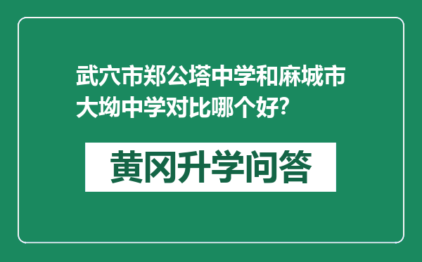 武穴市郑公塔中学和麻城市大坳中学对比哪个好？