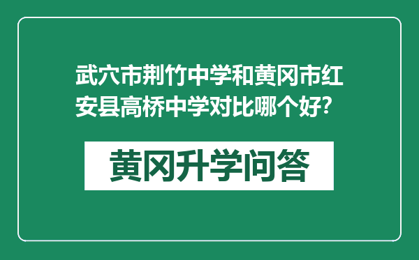 武穴市荆竹中学和黄冈市红安县高桥中学对比哪个好？