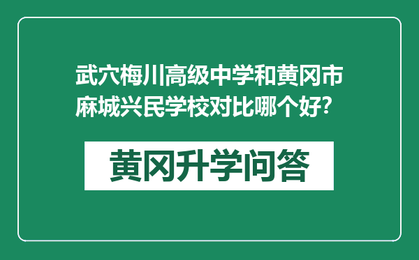 武穴梅川高级中学和黄冈市麻城兴民学校对比哪个好？