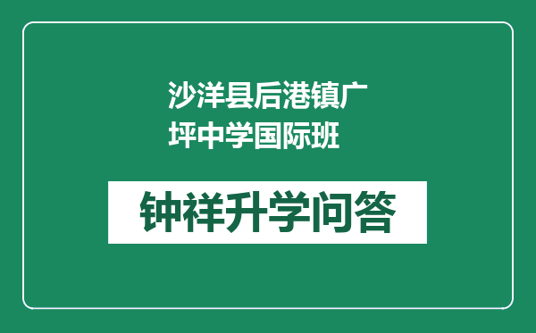 沙洋县后港镇广坪中学国际班