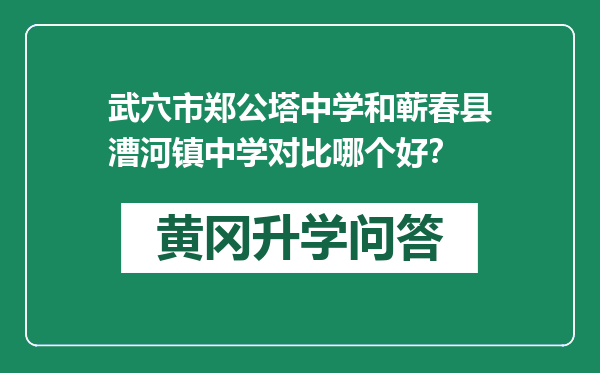 武穴市郑公塔中学和蕲春县漕河镇中学对比哪个好？