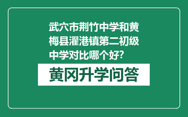 武穴市荆竹中学和黄梅县濯港镇第二初级中学对比哪个好？