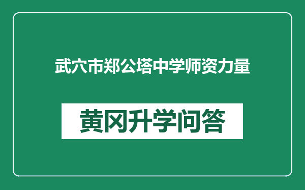 武穴市郑公塔中学师资力量