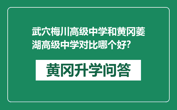 武穴梅川高级中学和黄冈菱湖高级中学对比哪个好？