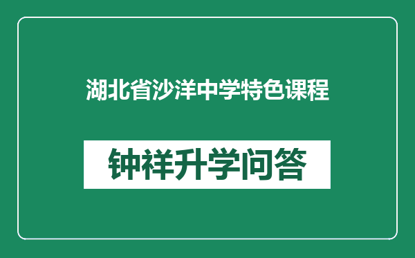 湖北省沙洋中学特色课程