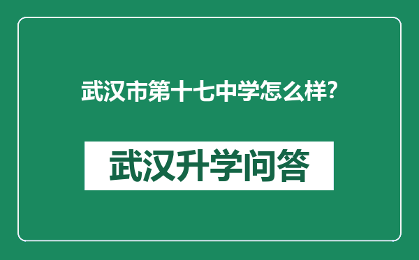 武汉市第十七中学怎么样？